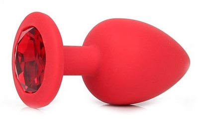 Красная силиконовая пробка с красным кристаллом размера L - 9,2 см. - фото, цены