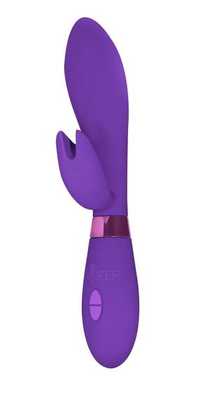 Фиолетовый вибратор Leyla с клиторальным отростком - 20,5 см. - фото, цены