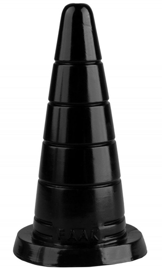 Черный рельефный анальный конус - 18,7 см. - фото, цены