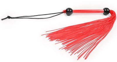 Красная многохвостая плеть с черными шариками на рукояти - 35 см. - фото, цены