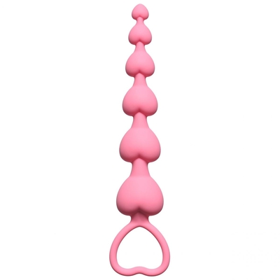 Розовая анальная цепочка Heart s Beads Pink - 18 см. - фото, цены