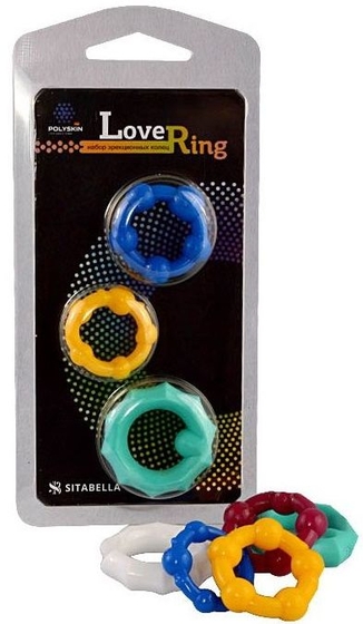 Набор из 3 цветных эрекционных колец Love Ring - фото, цены
