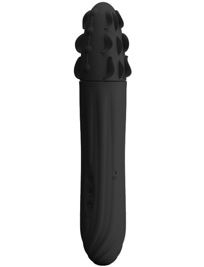 Черный вибромассажер-ротатор Aaron с рельефной массирующей головкой - 19,5 см. - фото, цены