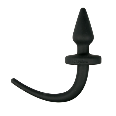Черная пробка-конус Dog Tail Plug с хвостом - фото, цены