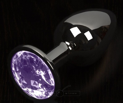 Графитовая анальная пробка с фиолетовым кристаллом - 8,5 см. - фото, цены