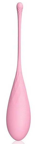 Нежно-розовый каплевидный вагинальный шарик со шнурком - фото, цены