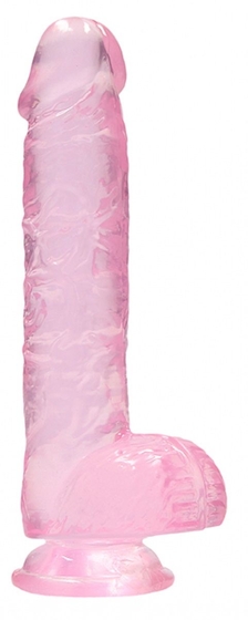 Розовый фаллоимитатор Realrock Crystal Clear 6 inch - 17 см. - фото, цены