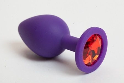 Фиолетовая силиконовая пробка с алым стразом - 8,2 см. - фото, цены