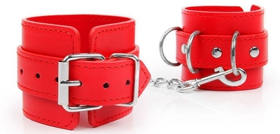 Красные наручники на регулируемых ремешках с цепочкой - фото, цены