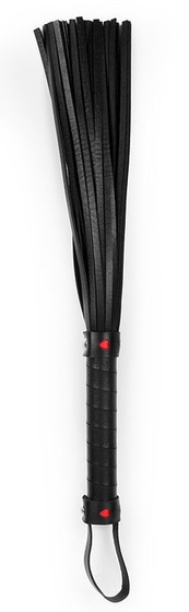 Черная многохвостая гладкая плеть с ручкой - 40 см. - фото, цены
