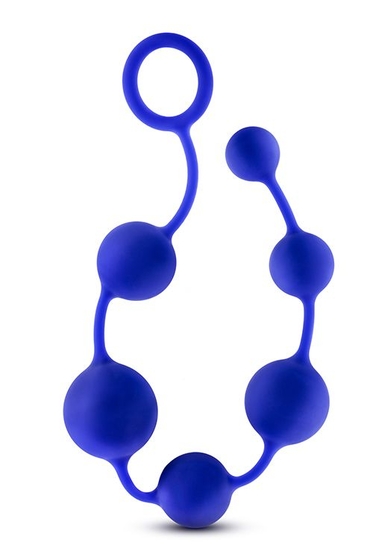 Синяя анальная цепочка 16 Inch Silicone Anal Beads - 40,6 см. - фото, цены