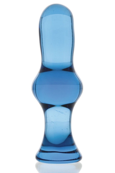 Синяя стеклянная анальная втулка - 13,5 см. - фото, цены