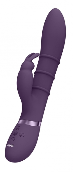 Фиолетовый вибромассажер-кролик с 3 стимулирующими кольцами Sora - 24,2 см. - фото, цены