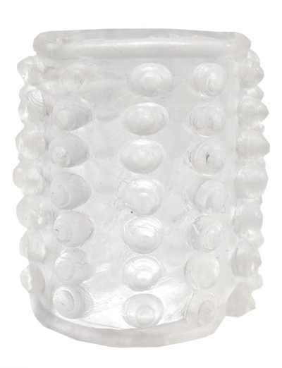 Прозрачная сквозная насадка на фаллос с пупырышками - 4 см. - фото, цены