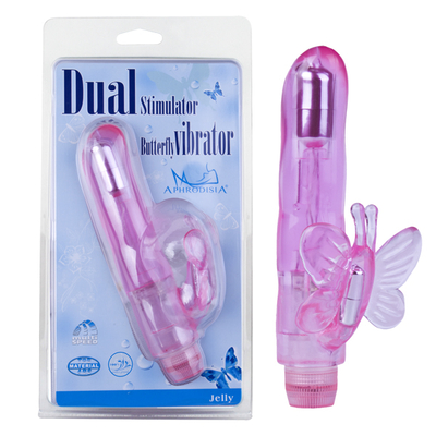 Розовый вибростимулятор розовый Dual Stimulator Butterfly - фото, цены