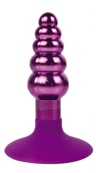 Фиолетовая анальная пробка-елочка с ограничителем - 9 см. - фото, цены