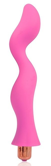 Розовый фантазийный изогнутый вибромассажер - 19 см. - фото, цены