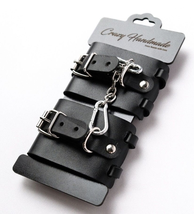 Черные кожаные наручники с ремешками - фото, цены