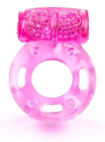 Розовое эрекционное кольцо с виброэлементом - фото, цены