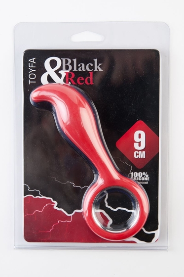 Красный анальный стимулятор с ручкой-кольцом - 14 см. - фото, цены