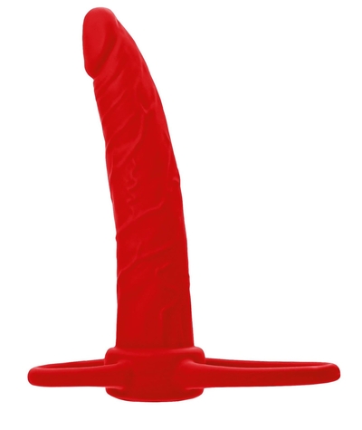 Красная насадка на пенис для двойного проникновения Black Red - 16,5 см. - фото, цены