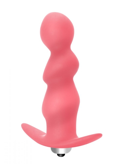 Розовая фигурная анальная вибропробка Spiral Anal Plug - 12 см. - фото, цены