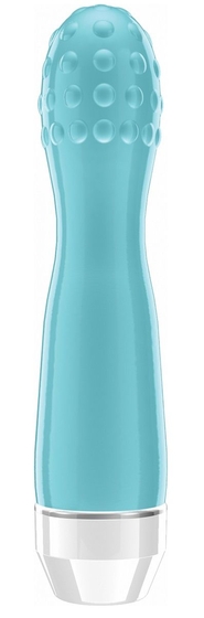 Голубой вибратор Lowri с покрытой шишечками головкой - 15 см. - фото, цены