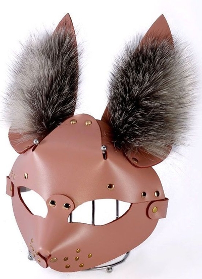 Розовая маска Зайка с меховыми ушками - фото, цены