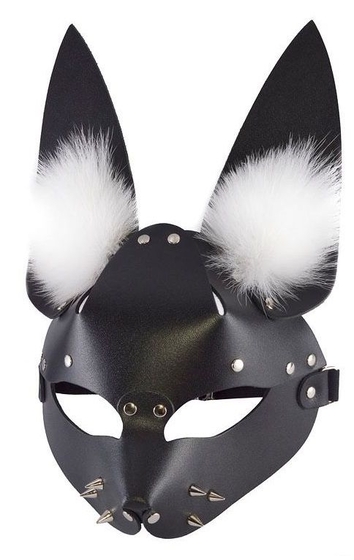 Черная маска Зайка с меховыми ушками - фото, цены