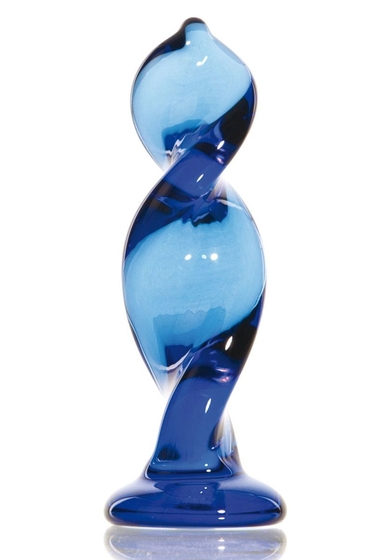 Синий стимулятор-спираль из стекла - 12,5 см. - фото, цены