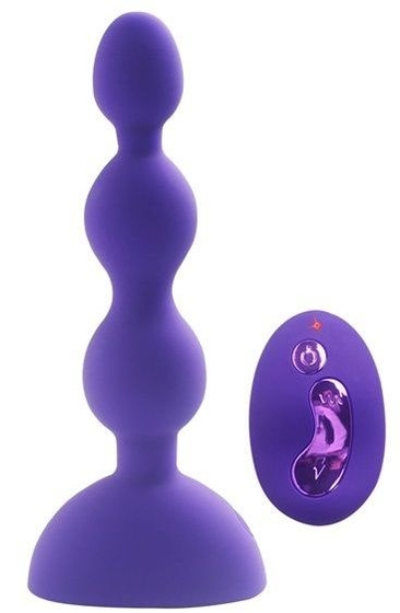 Фиолетовый анальный вибростимулятор Anal Beads S с пультом ду - 14,5 см. - фото, цены