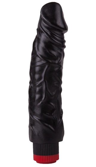 Реалистичный чёрный вибромассажер - 19,5 см. - фото, цены