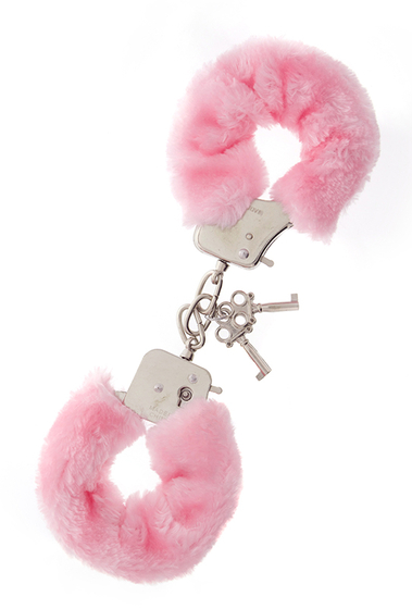 Металлические наручники с розовой меховой опушкой Metal Handcuff With Plush Pink - фото, цены