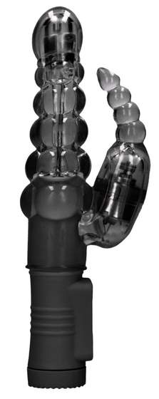 Черный вибратор-кролик Rotating Bubbles - 23,2 см. - фото, цены