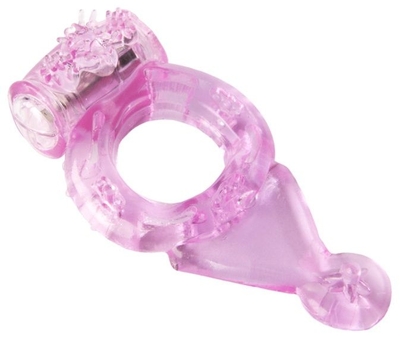 Розовое эрекционное виброкольцо с хвостом - фото, цены
