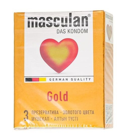 Презервативы Masculan Gold с ароматом ванили - 3 шт. - фото, цены