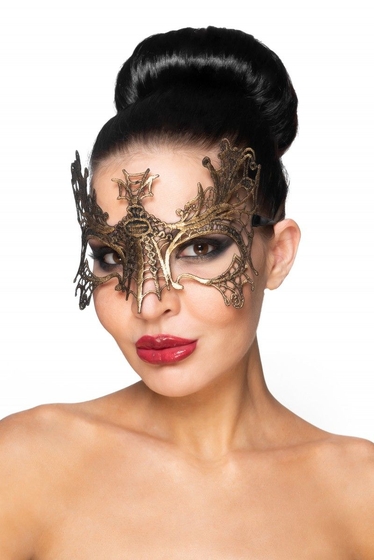 Золотистая карнавальная маска Селена - фото, цены