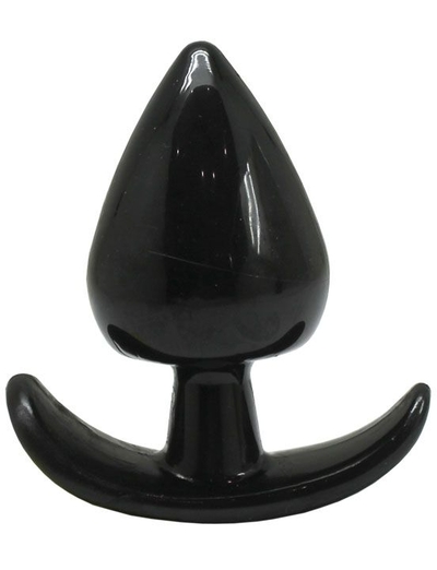 Черная коническая анальная пробка с ограничителем - 5 см. - фото, цены