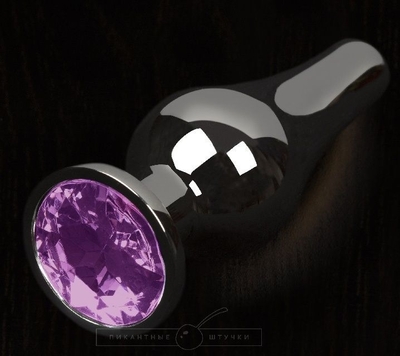 Графитовая удлиненная анальная пробка с фиолетовым кристаллом - 12 см. - фото, цены