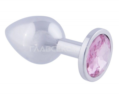 Серебристая анальная пробка с розовым кристаллом - 9,5 см. - фото, цены