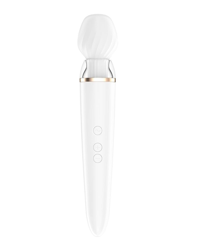 Белый вибромассажер Satisfyer Double Wand-er со сменными насадками - фото, цены