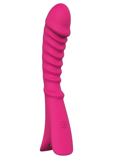 Розовый перезаряжаемый вибратор с ребрышками Naughty Baroness - 12,5 см. - фото, цены