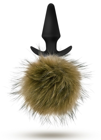 Силиконовая анальная пробка с дымчатым заячьим хвостом Fur Pom Pom - 12,7 см. - фото, цены