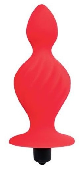 Красная анальная вибровтулка конической формы - 10 см. - фото, цены