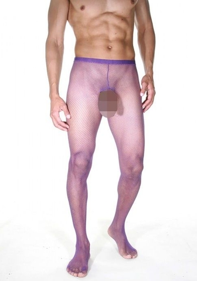 Мужские фиолетовые колготы с полностью открытыми ягодицами - фото, цены