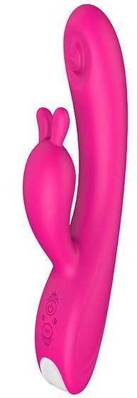 Ярко-розовый вибромассажер-кролик Tapping Bunny - 21,3 см. - фото, цены