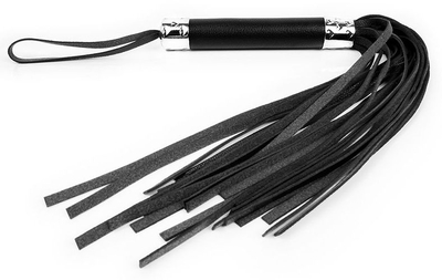 Черная многохвостая плеть с круглой ручкой - 44 см. - фото, цены