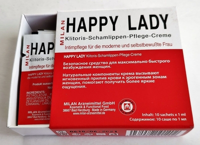 Набор из 10 пробников крема для усиления возбуждения у женщины Happy Lady - фото, цены