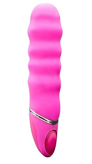 Розовый перезаряжаемый вибратор Provibe с волнами на стволе - 14 см. - фото, цены