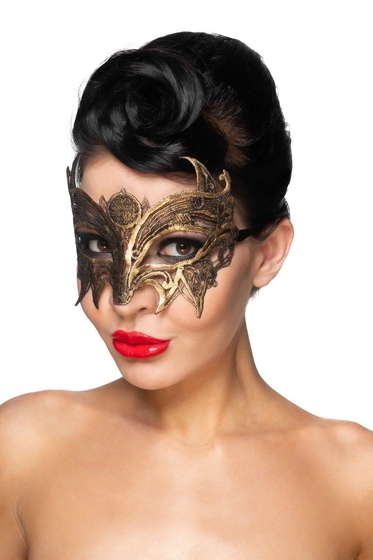 Золотистая карнавальная маска Андромеда - фото, цены